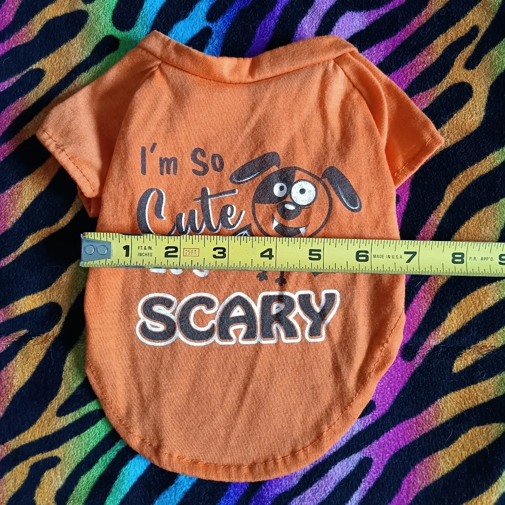 🧡🖤 *4/$15* Halloween Dog T-Shirt XS Orange Black Pet Bat